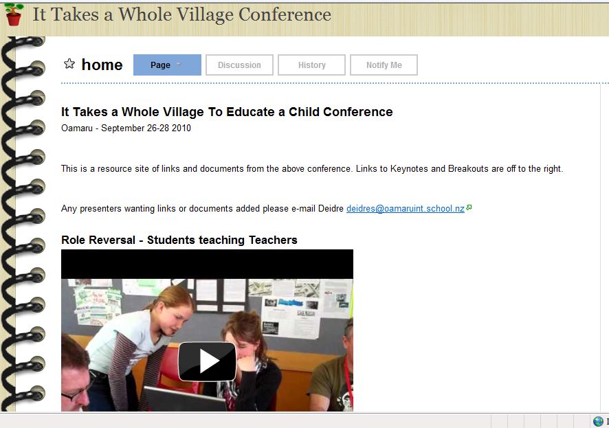 It Takes a Whole Village to Educate a Child - Oamaru Conference 2010